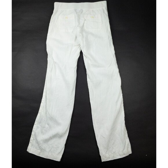 Athleta Linen Pants Solid White Women's 8T Tall Drawstring Pull On Vacation - Picture 3 of 13